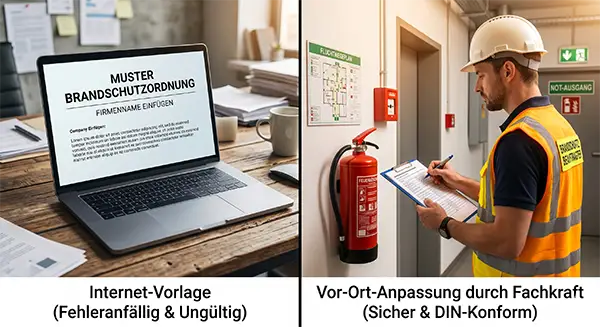 Vergleich Vorlage aus dem Internet vs. Erstellung durch eine Fachkraft