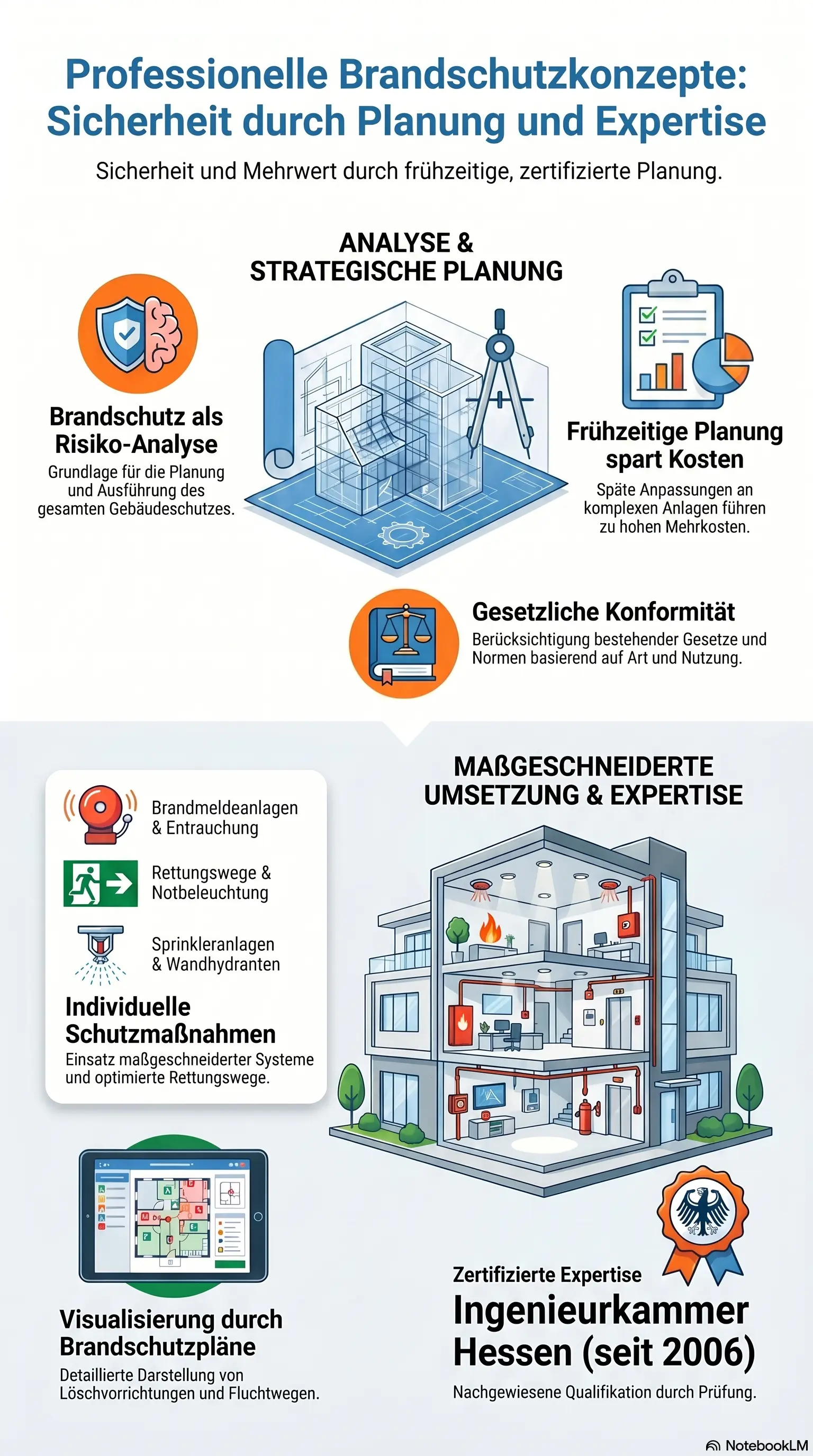 Brandschutzplan & -Konzept erstellt für Sie Ihr Brandschutzkonzept, bzw- Ihren Brandschutznachweis zur leichten und schnelleren Kommunikation zwischen Bauherren, Architekten und Behörden.